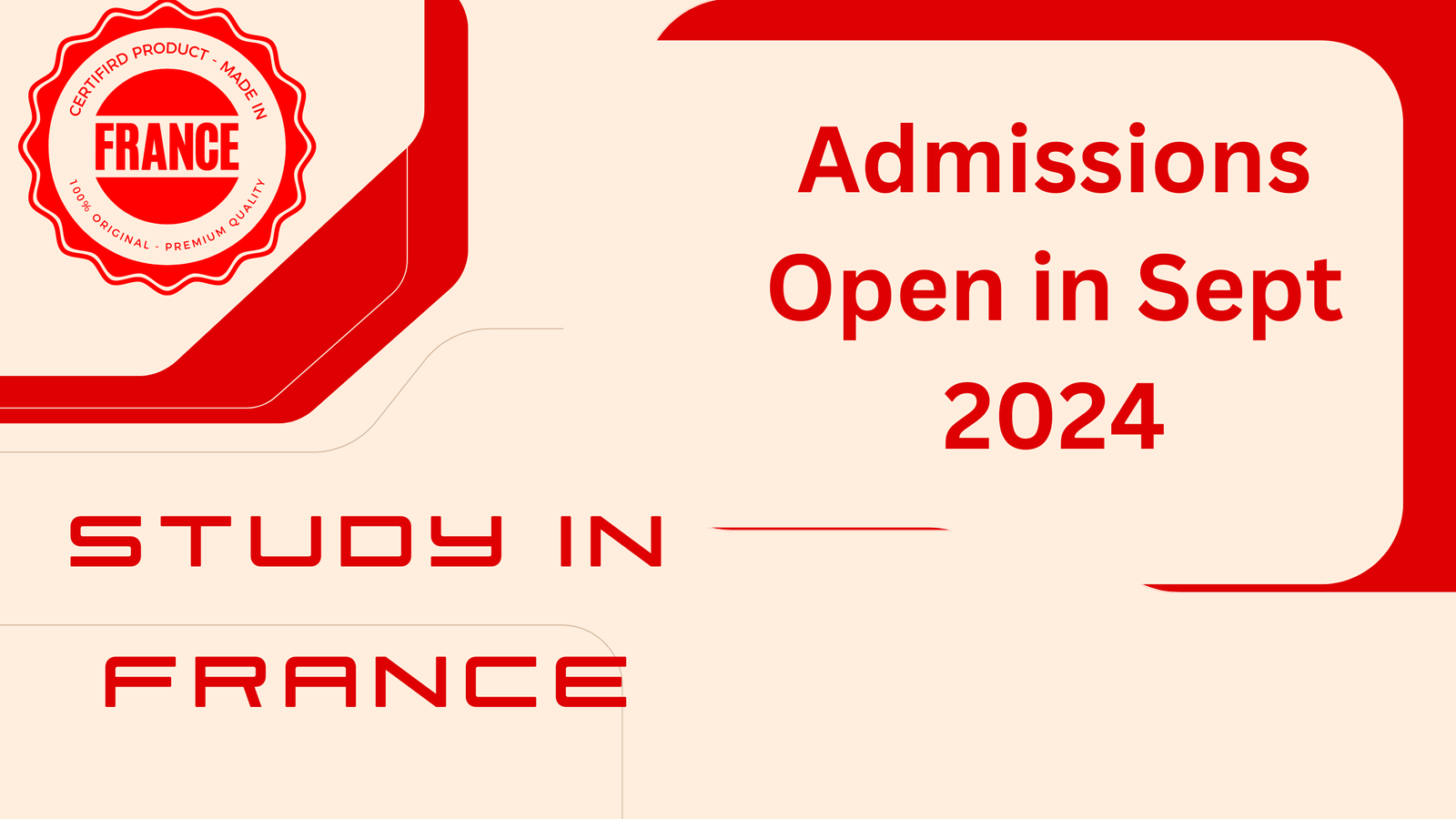 Admissions open for September – Study in France